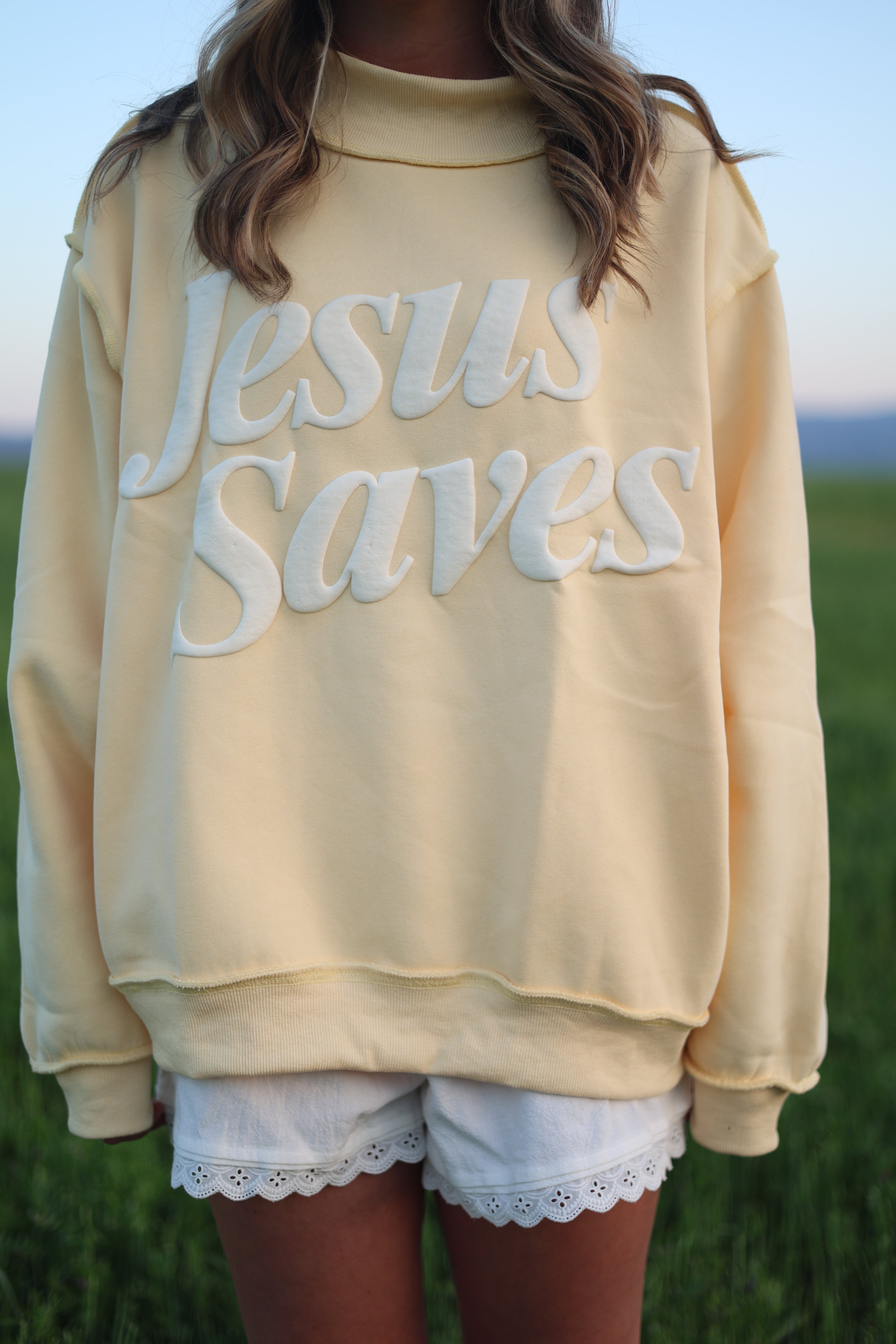 Jesus Saves Mockneck Yellow
