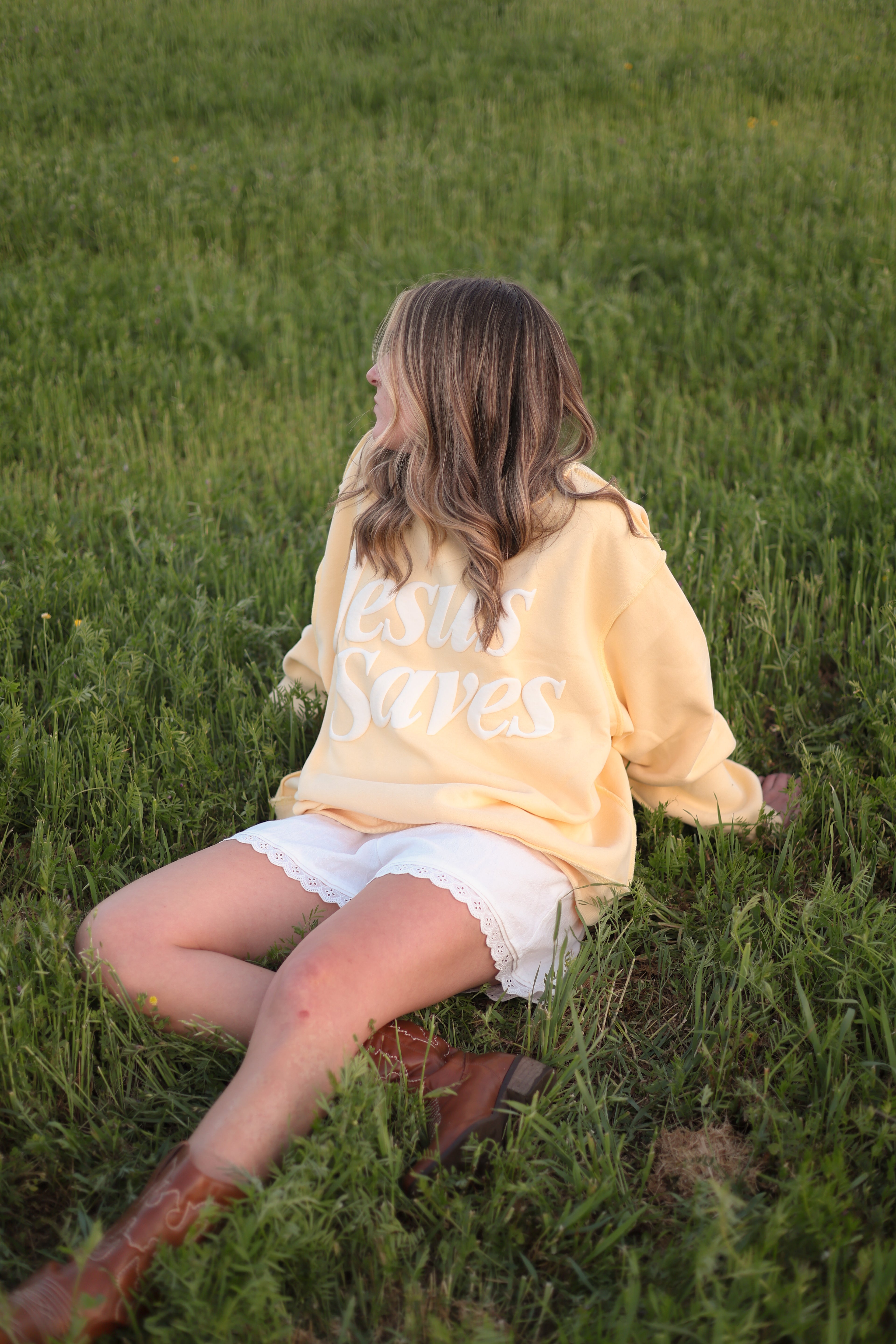 Jesus Saves Mockneck Yellow