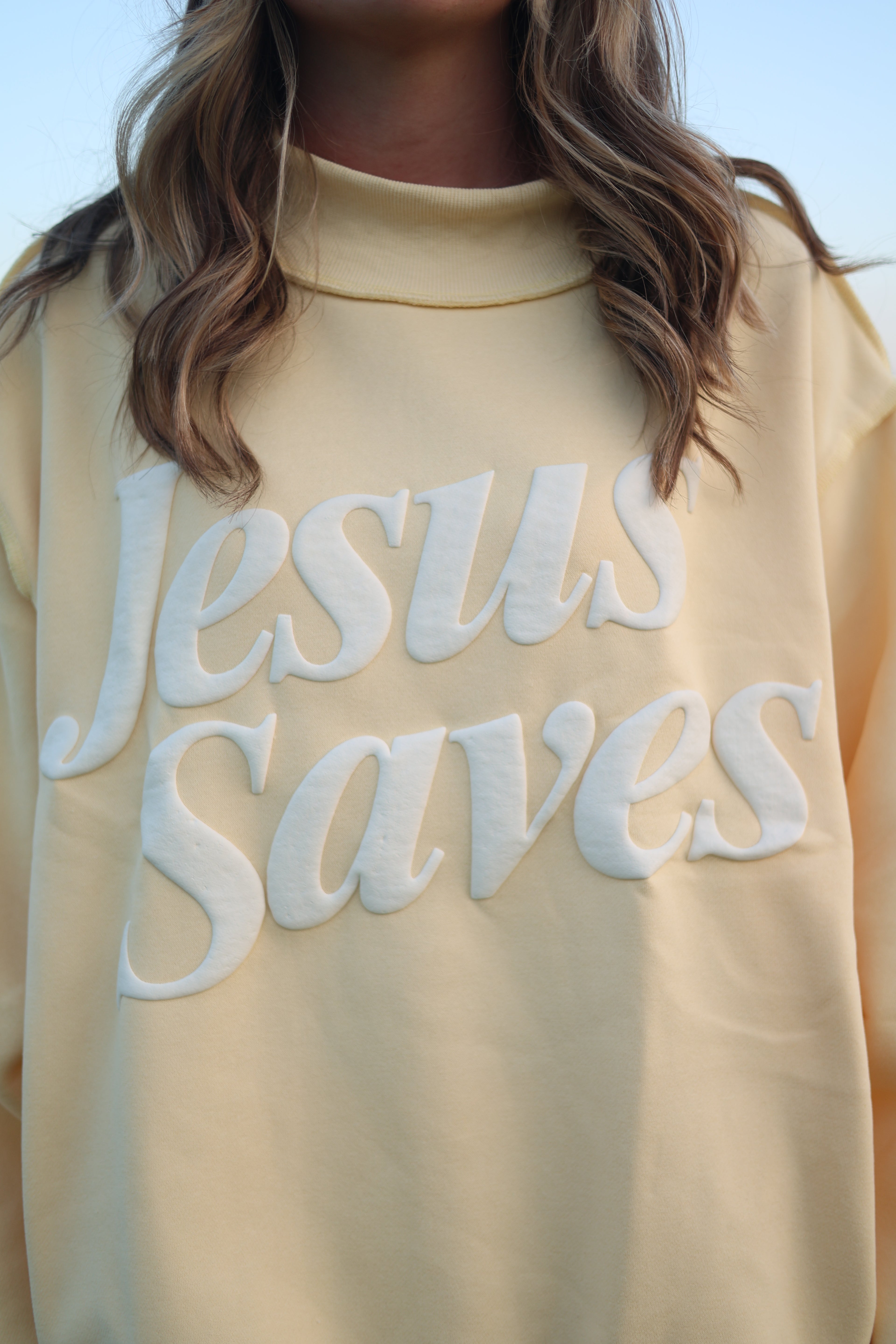 Jesus Saves Mockneck Yellow