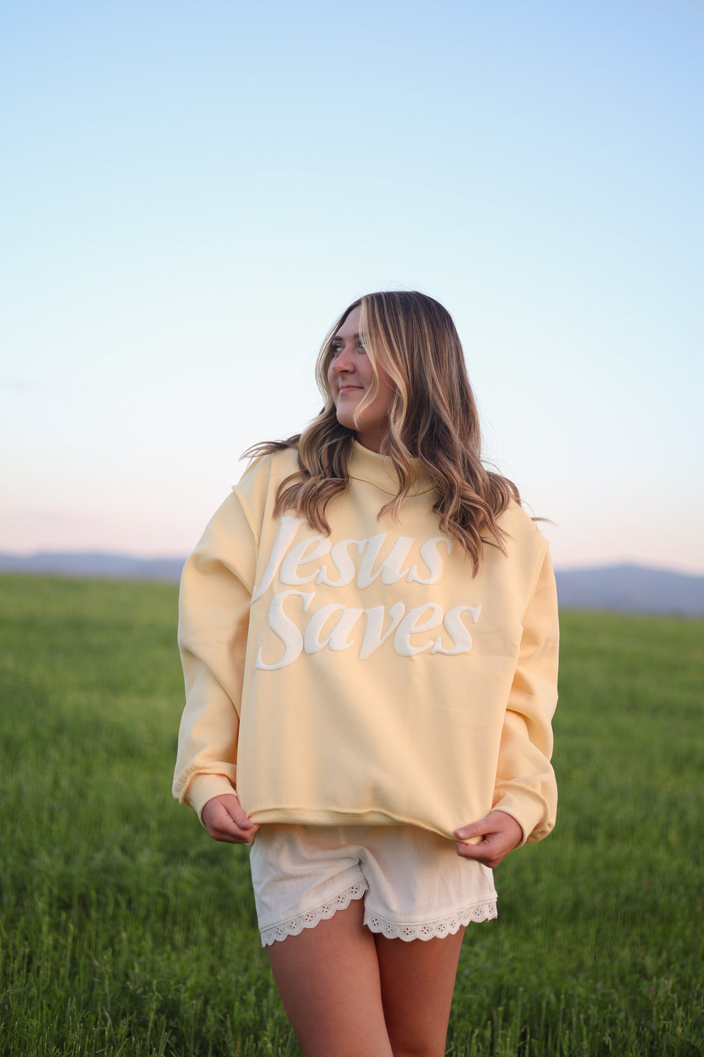 Jesus Saves Mockneck Yellow