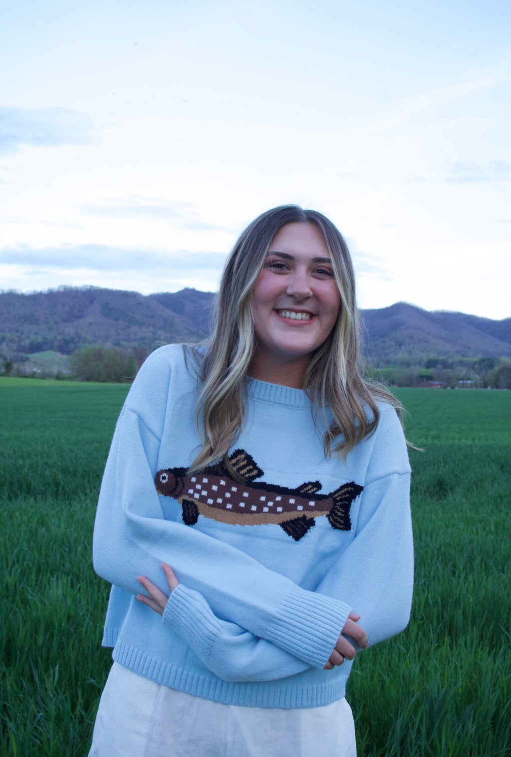 "Called to the deep" Blue Trout Sweater