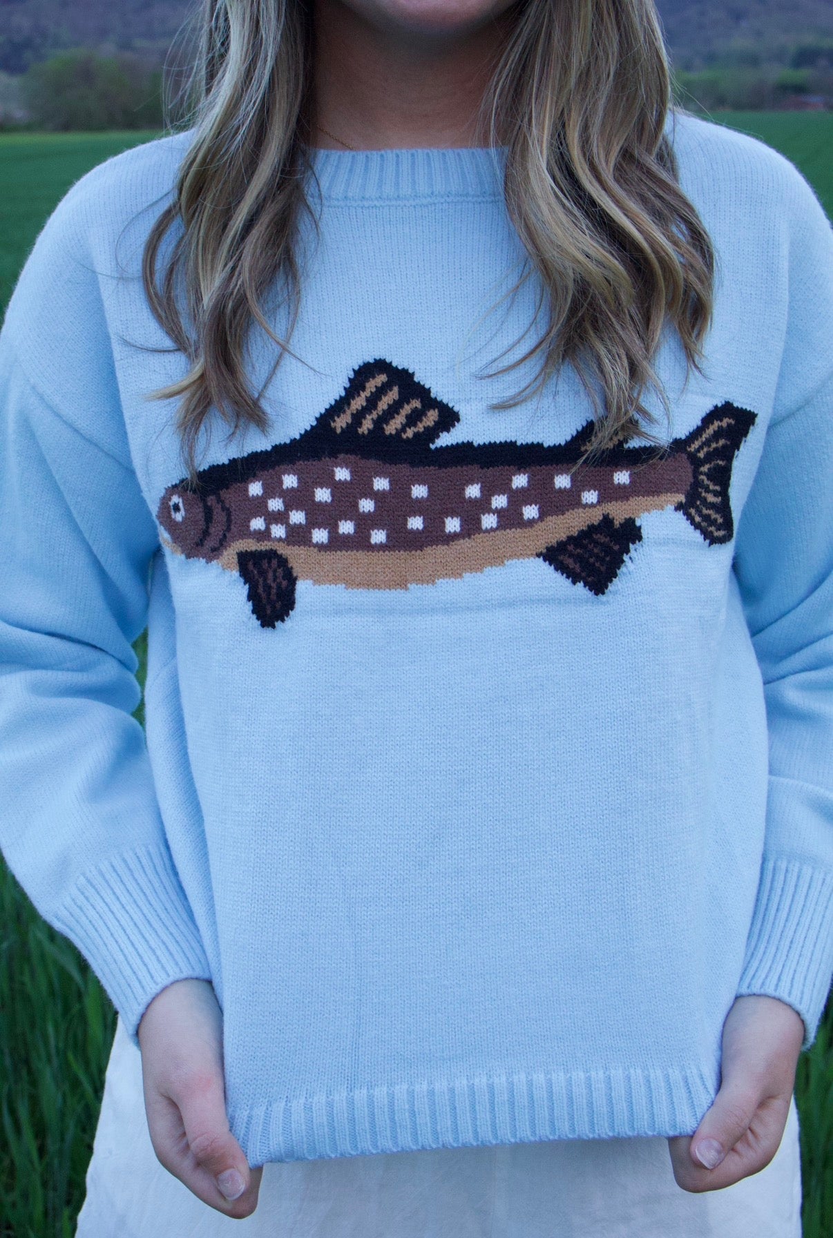 "Called to the deep" Blue Trout Sweater