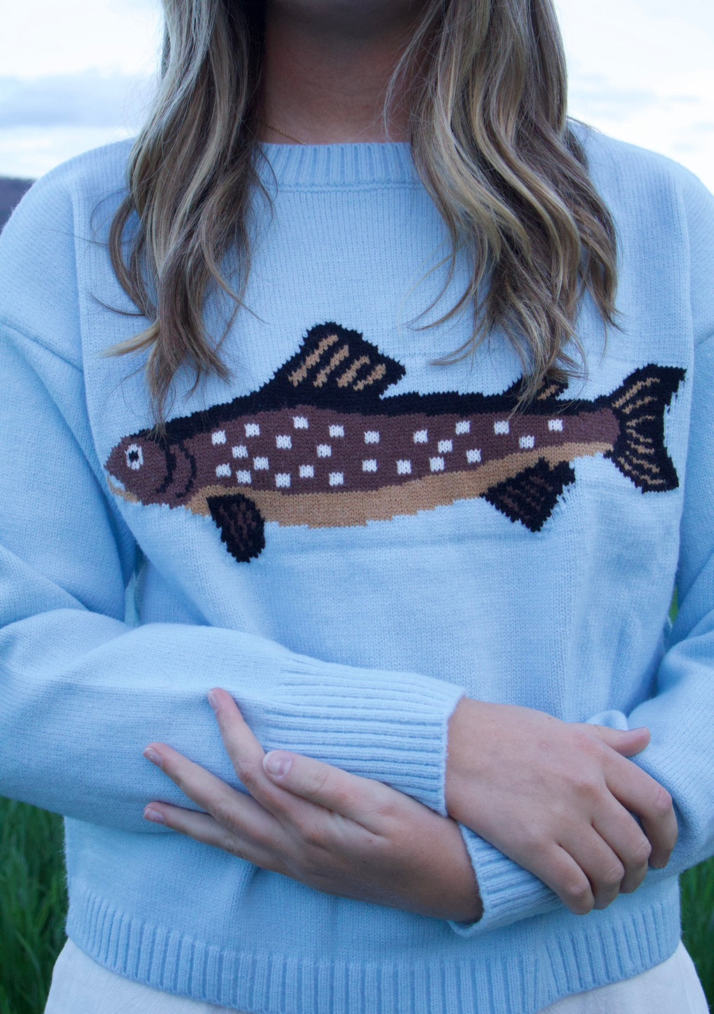 "Called to the deep" Blue Trout Sweater