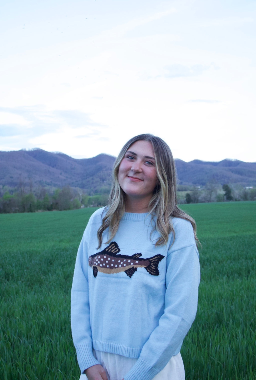 "Called to the deep" Blue Trout Sweater