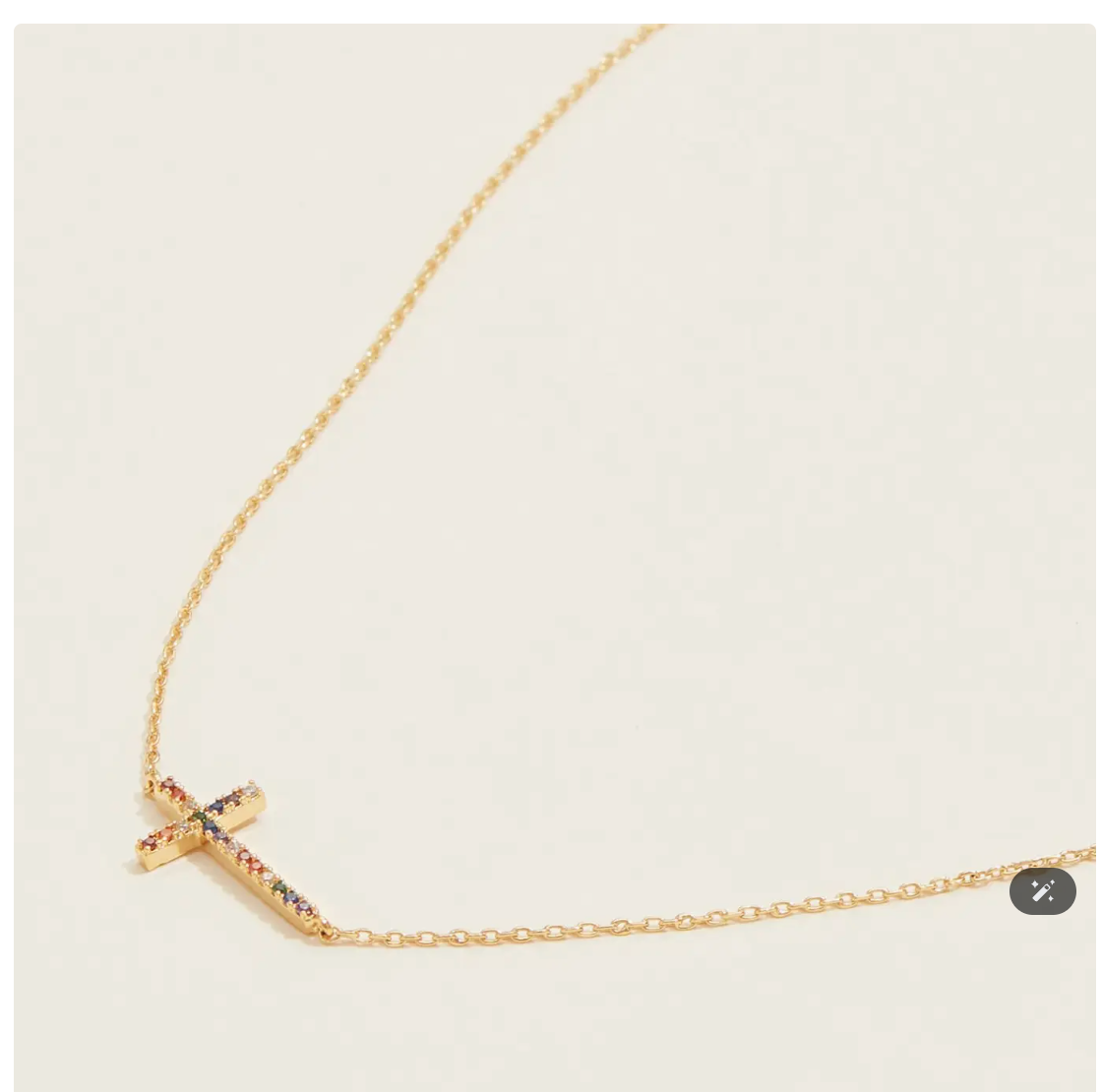 Gold Dipped Cross Pave Pendant Necklace